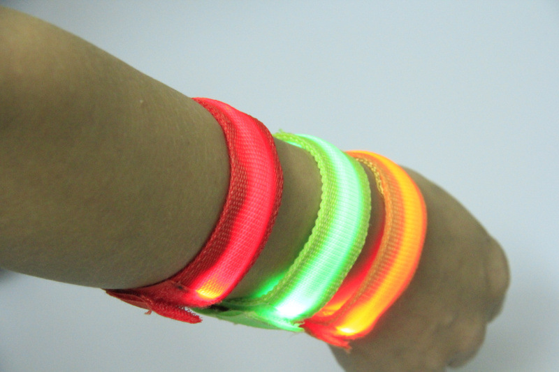 Double exposure buckle wrist band night running biker glowing arm with safety warning entertainment equipment