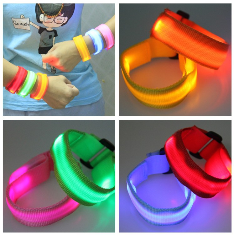 Double exposure buckle wrist band night running biker glowing arm with safety warning entertainment equipment