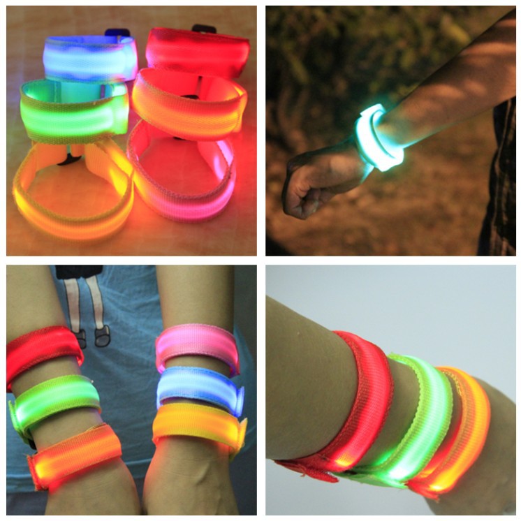 Double exposure buckle wrist band night running biker glowing arm with safety warning entertainment equipment