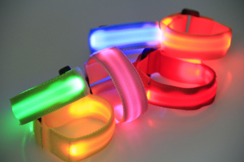 Double exposure buckle wrist band night running biker glowing arm with safety warning entertainment equipment