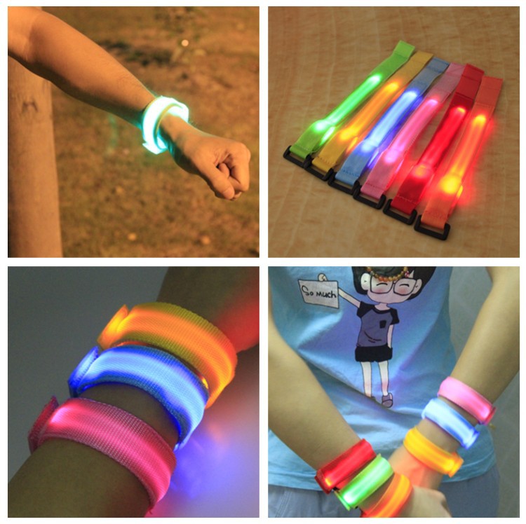 Double exposure buckle wrist band night running biker glowing arm with safety warning entertainment equipment