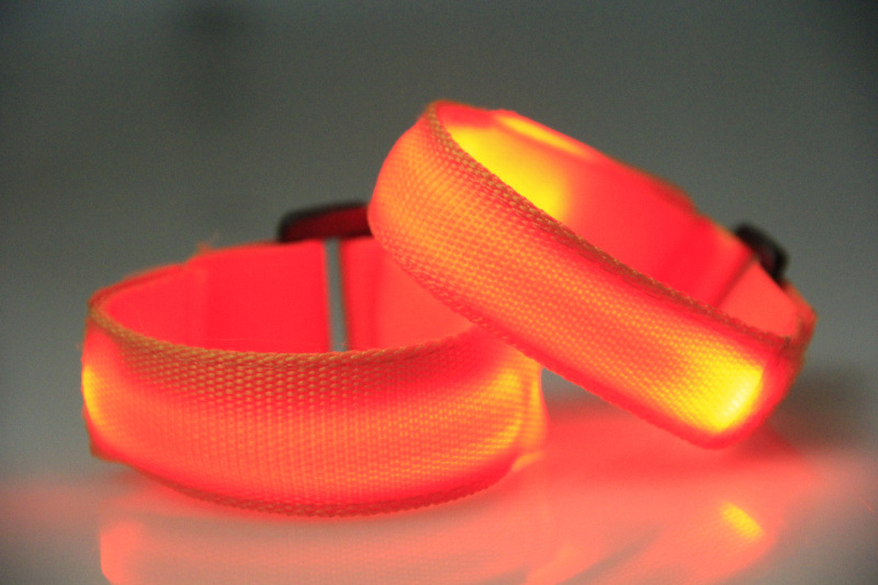 Double exposure buckle wrist band night running biker glowing arm with safety warning entertainment equipment