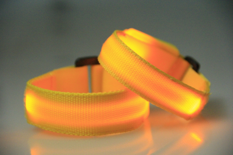 Double exposure buckle wrist band night running biker glowing arm with safety warning entertainment equipment