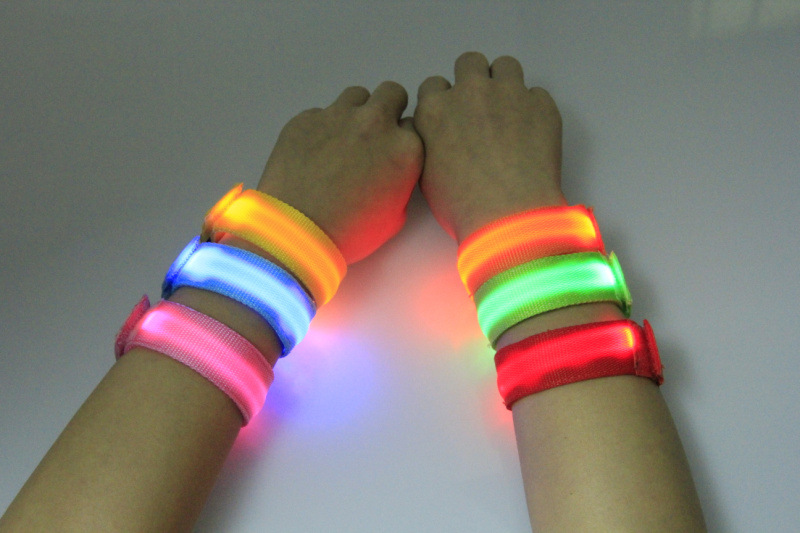 Double exposure buckle wrist band night running biker glowing arm with safety warning entertainment equipment