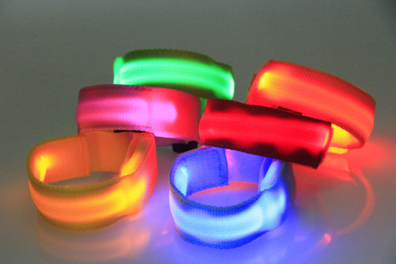Double exposure buckle wrist band night running biker glowing arm with safety warning entertainment equipment