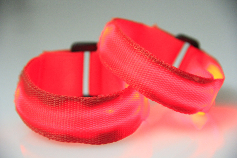 Double exposure buckle wrist band night running biker glowing arm with safety warning entertainment equipment