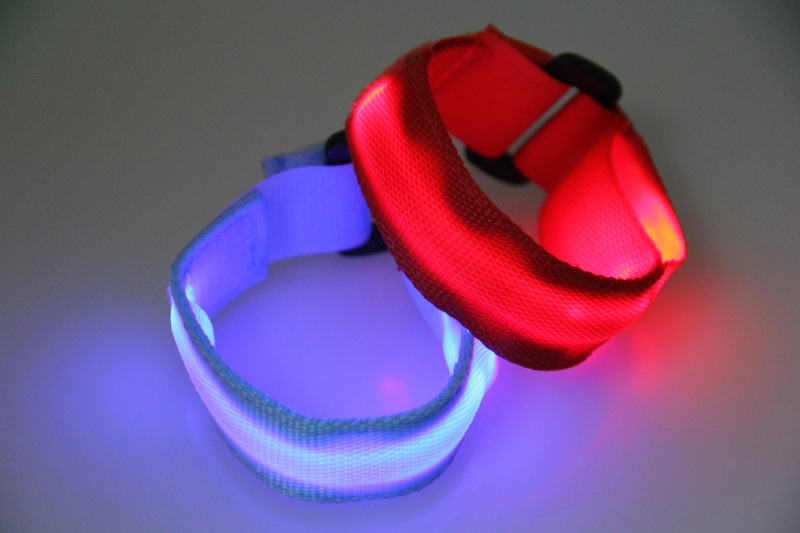 Double exposure buckle wrist band night running biker glowing arm with safety warning entertainment equipment
