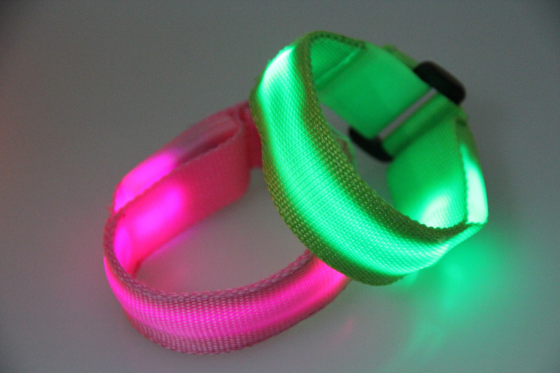 Double exposure buckle wrist band night running biker glowing arm with safety warning entertainment equipment