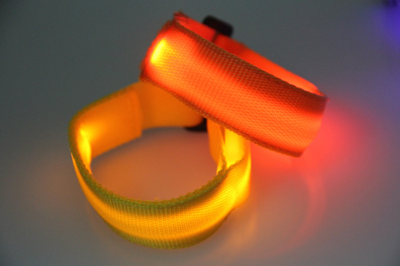 Double exposure buckle wrist band night running biker glowing arm with safety warning entertainment equipment