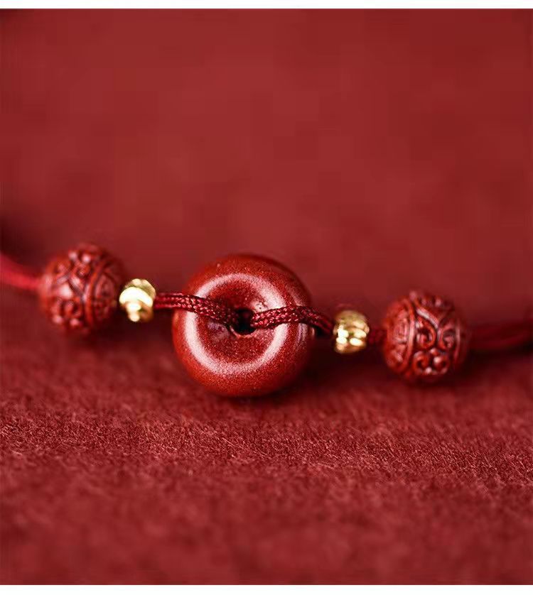 Natural Cinnabar Safety Buckle Bracelet Female Red Rope Anklet Lucky Birth Year Carrying Strap Girlfriends Couple Bracelet Jewelry