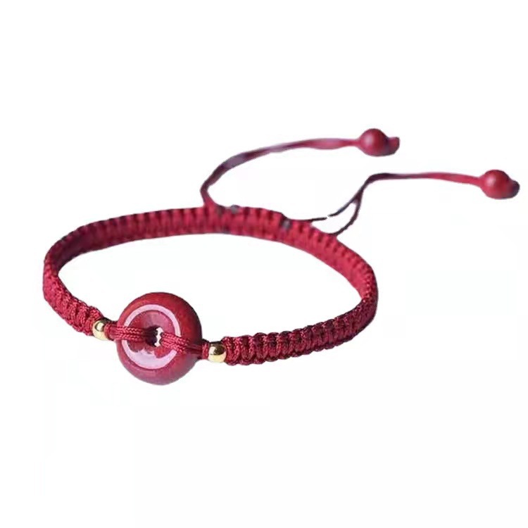 Natural Cinnabar Safety Buckle Bracelet Female Red Rope Anklet Lucky Birth Year Carrying Strap Girlfriends Couple Bracelet Jewelry