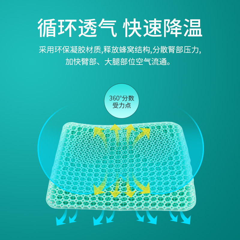 Fourth Generation Honeycomb Car Cushion Gel Egg Cushion Summer Breathable Cool Soft Cushion Student Cushion Cool Pad