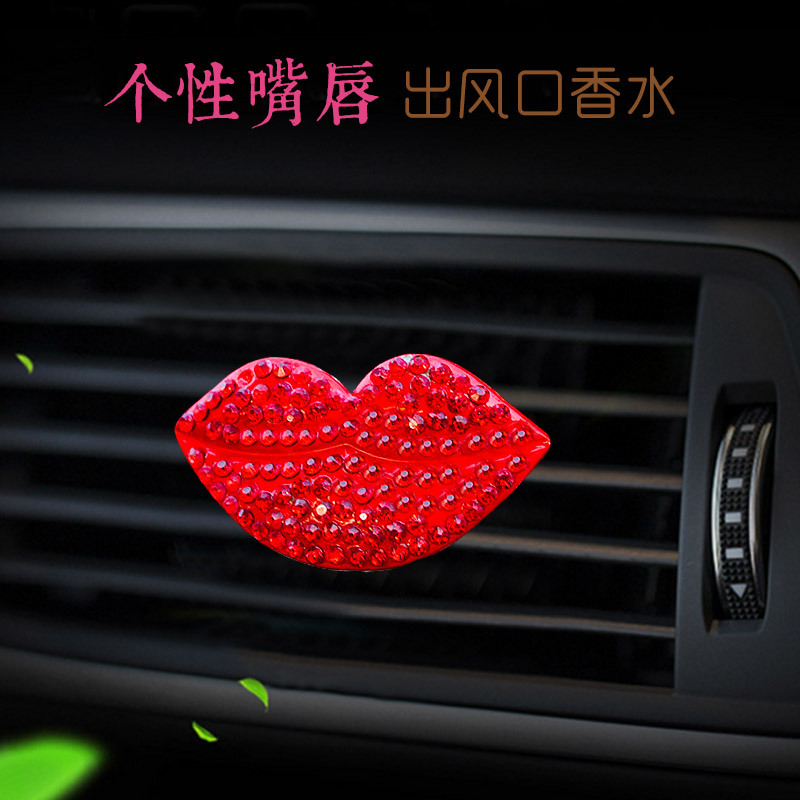 On-Board Perfume Clip Creative Diamond Red Lips Solid Balm Cool Car Air Conditioning Vent Aromatherapy Clip Female