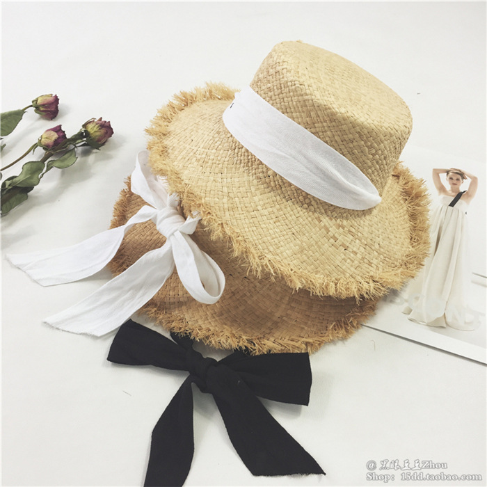 Summer outdoor sun shade hat Korean version of small fresh with raffia straw hat women Summer outdoor sun shade hat Korean version of small fresh with raffia straw hat women