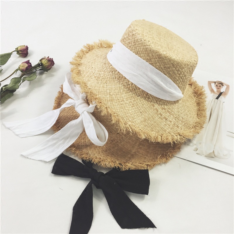 Summer outdoor sun shade hat Korean version of small fresh with raffia straw hat women