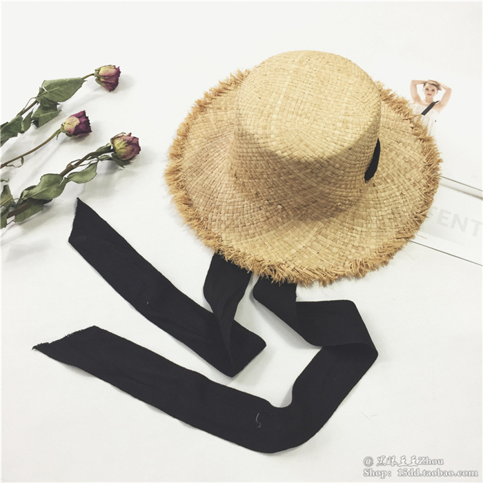 Summer outdoor sun shade hat Korean version of small fresh with raffia straw hat women Summer outdoor sun shade hat Korean version of small fresh with raffia straw hat women