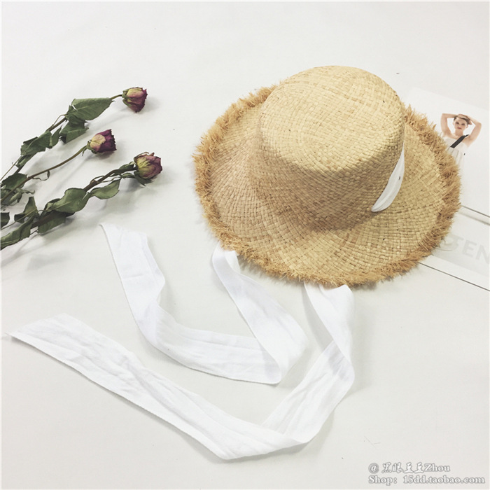 Summer outdoor sun shade hat Korean version of small fresh with raffia straw hat women Summer outdoor sun shade hat Korean version of small fresh with raffia straw hat women