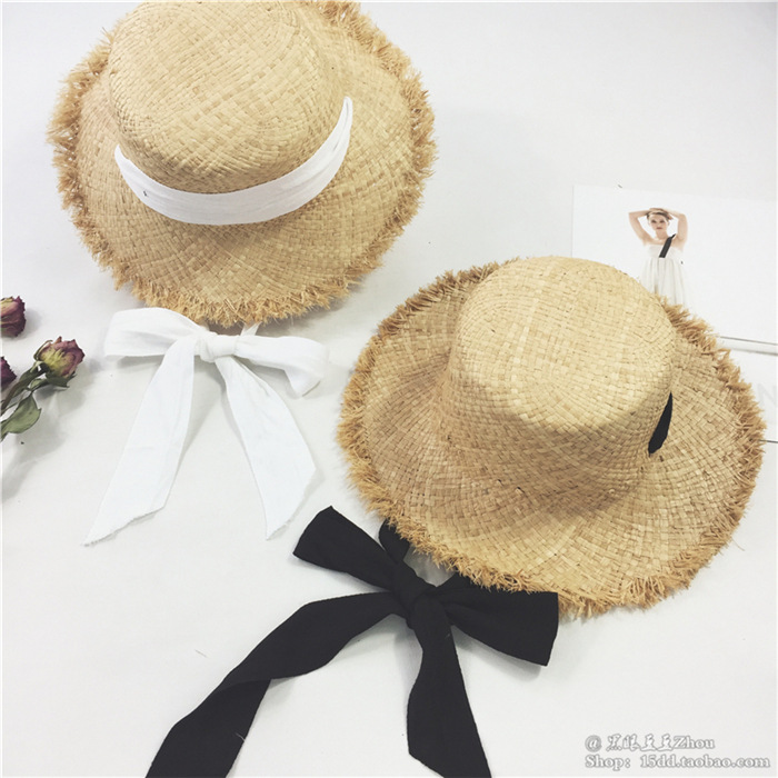 Summer outdoor sun shade hat Korean version of small fresh with raffia straw hat women Summer outdoor sun shade hat Korean version of small fresh with raffia straw hat women