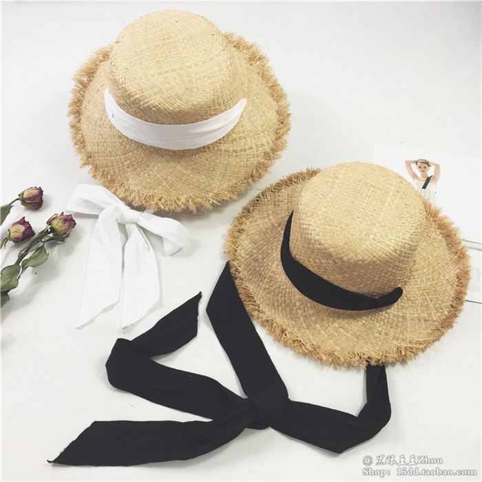 Summer outdoor sun shade hat Korean version of small fresh with raffia straw hat women Summer outdoor sun shade hat Korean version of small fresh with raffia straw hat women
