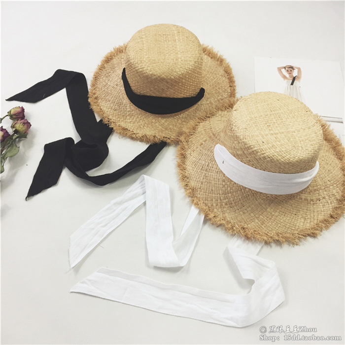 Summer outdoor sun shade hat Korean version of small fresh with raffia straw hat women Summer outdoor sun shade hat Korean version of small fresh with raffia straw hat women
