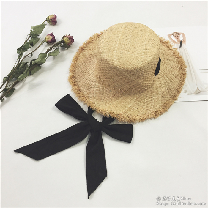 Summer outdoor sun shade hat Korean version of small fresh with raffia straw hat women Summer outdoor sun shade hat Korean version of small fresh with raffia straw hat women
