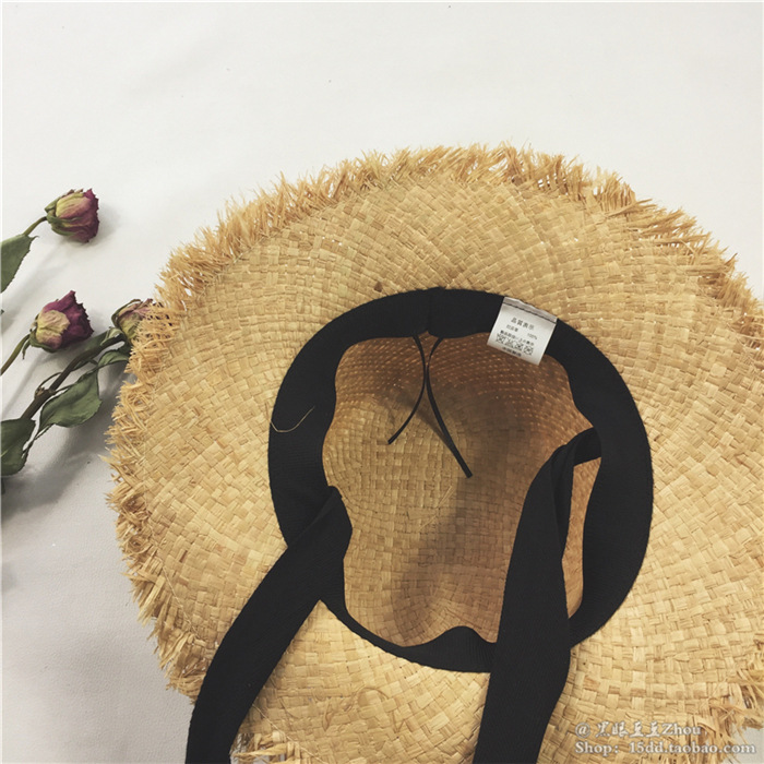 Summer outdoor sun shade hat Korean version of small fresh with raffia straw hat women Summer outdoor sun shade hat Korean version of small fresh with raffia straw hat women