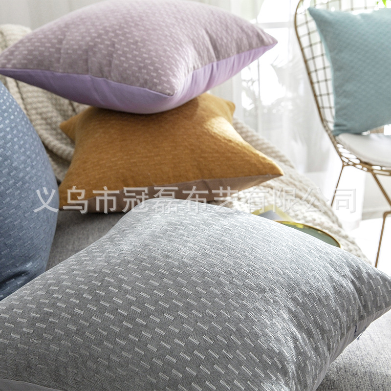 Cross-Border Solid Color Cocoa Pillow Office Sofa Cushion Pillow Cover Removable and Washable Living Room Cushion Cover Lumbar Support Waist Pillow