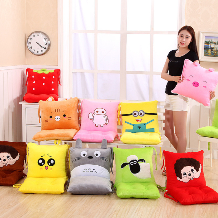 Cute Cartoon One-Piece Cushion Back Cushion One-Piece Office Seat Cushion Thickened Student Seat Cushion