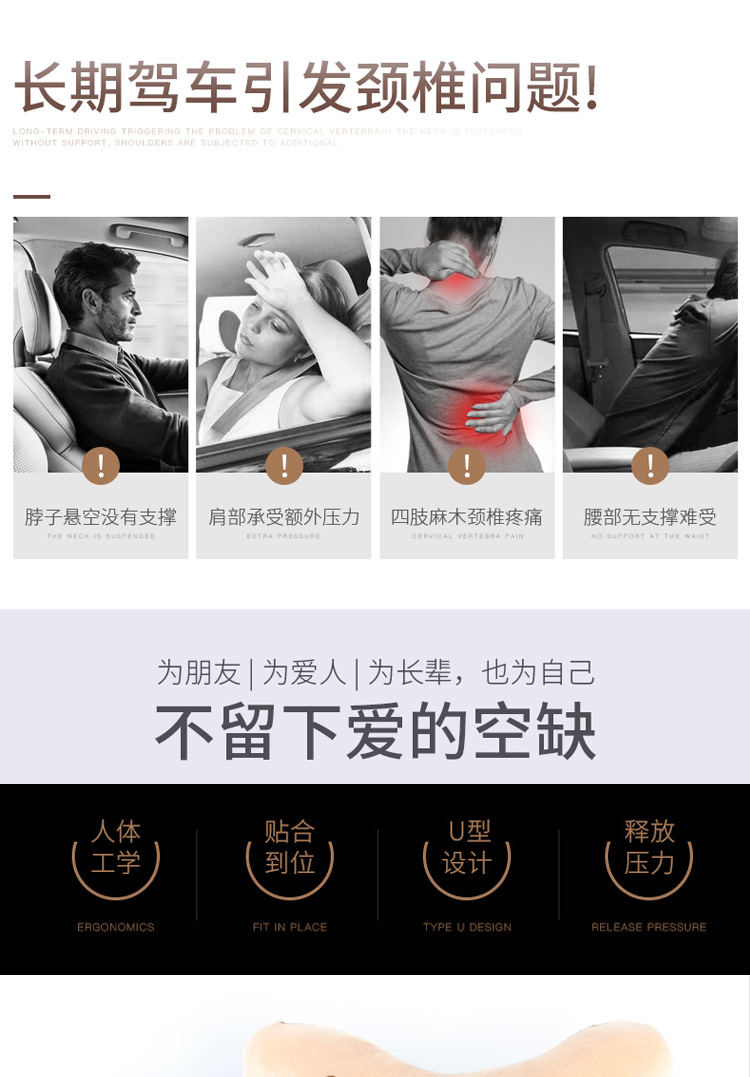 Yl021 Back Cushion Neck Pillow Memory Pp Cotton Lumbar Support Pillow Seat Car Pillow Car Cushion Car Supplies