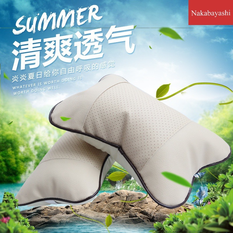 Dual Use in Car and Home Car PVC Leather Headrest Car Interior Decoration Bones Neck Pillow Car Seat Breathable Massage Back Cushion