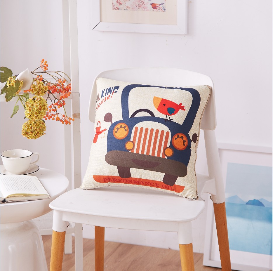 Cartoon Linen Style Pillow Blanket Multi-Functional Back Seat Cushion Quilt Office Linen Air Conditioning Customized Wholesale