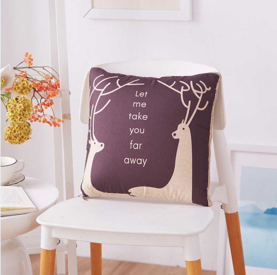 Cartoon Linen Style Pillow Blanket Multi-Functional Back Seat Cushion Quilt Office Linen Air Conditioning Customized Wholesale