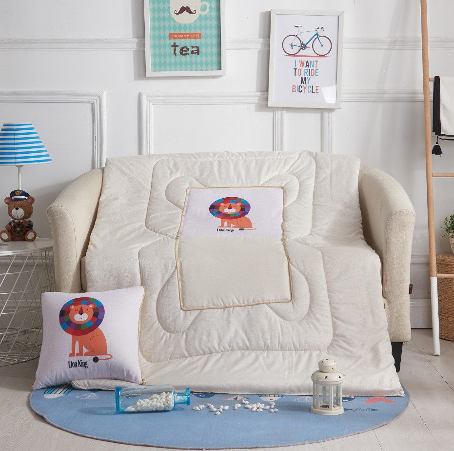 Cartoon Linen Style Pillow Blanket Multi-Functional Back Seat Cushion Quilt Office Linen Air Conditioning Customized Wholesale
