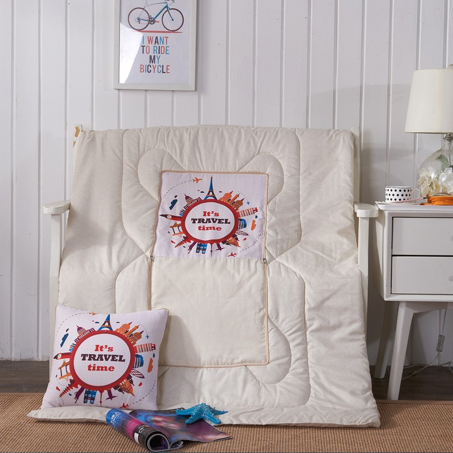 Cartoon Linen Style Pillow Blanket Multi-Functional Back Seat Cushion Quilt Office Linen Air Conditioning Customized Wholesale