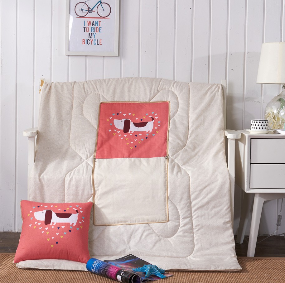 Cartoon Linen Style Pillow Blanket Multi-Functional Back Seat Cushion Quilt Office Linen Air Conditioning Customized Wholesale