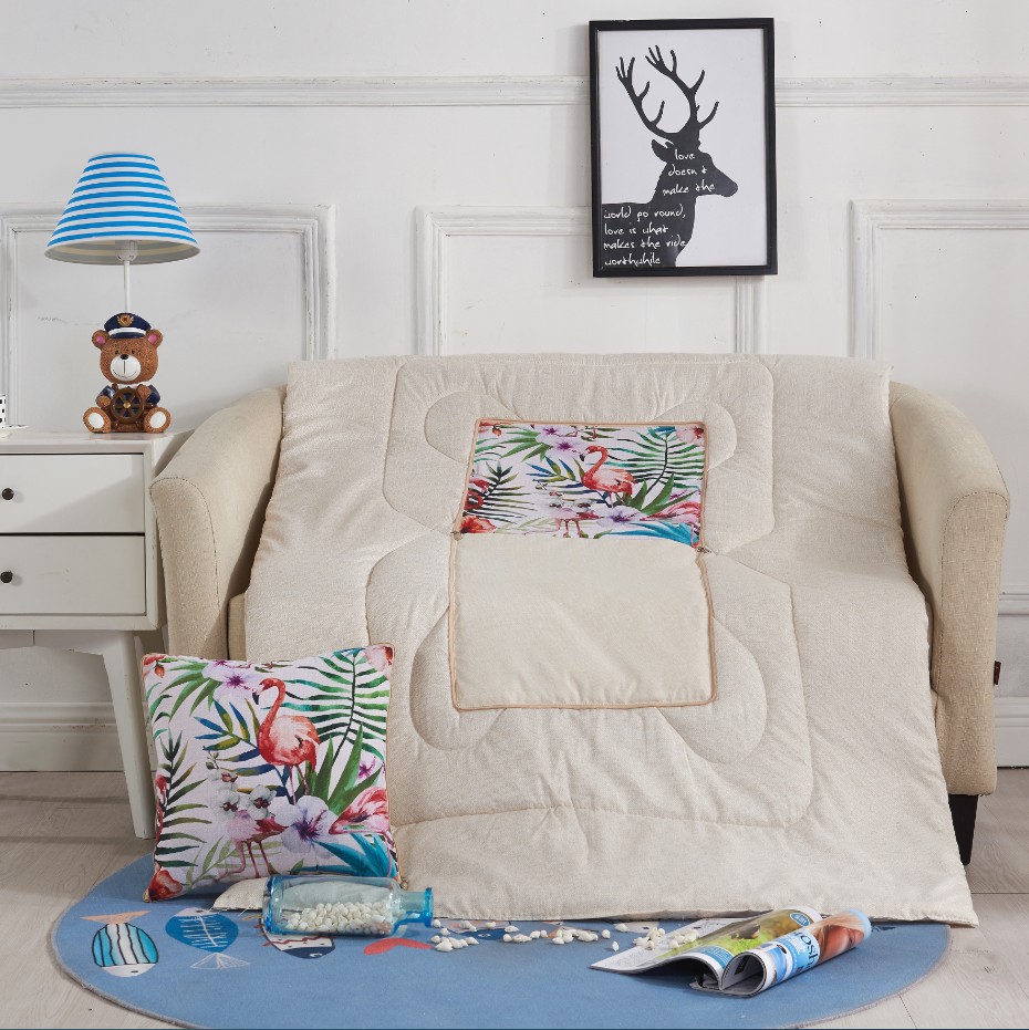 Cartoon Linen Style Pillow Blanket Multi-Functional Back Seat Cushion Quilt Office Linen Air Conditioning Customized Wholesale
