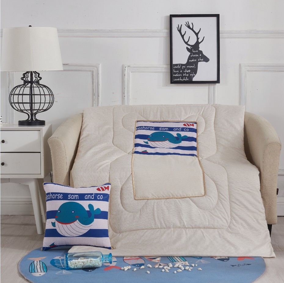 Cartoon Linen Style Pillow Blanket Multi-Functional Back Seat Cushion Quilt Office Linen Air Conditioning Customized Wholesale