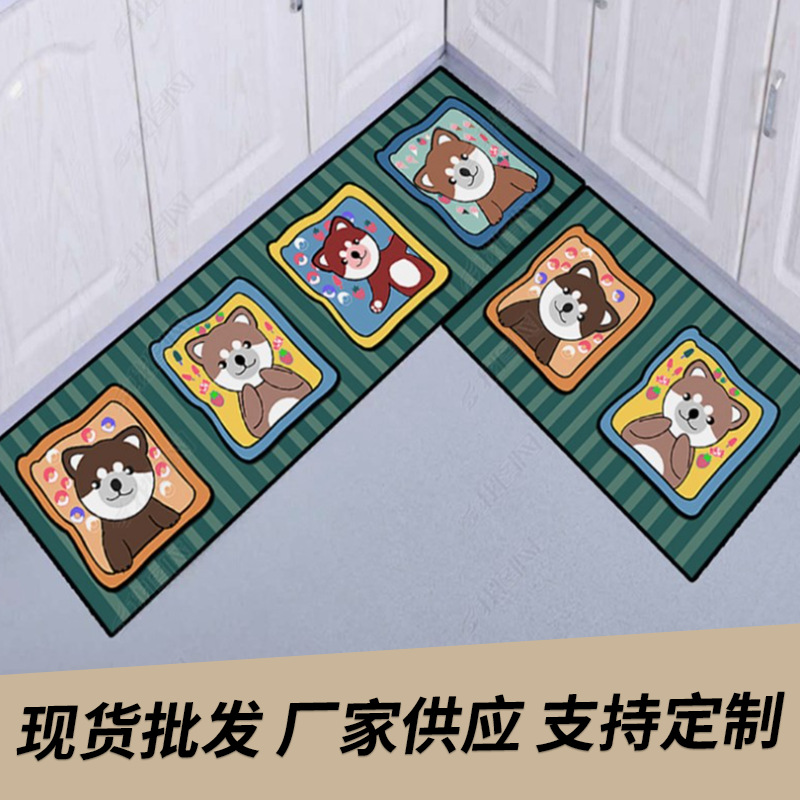 Spot Printing Kitchen Pad Surface Crystal Velvet Bottom Carpet Dot Plastic Felt Material Hydrophilic Pad Non-Slip Mat Support Customization
