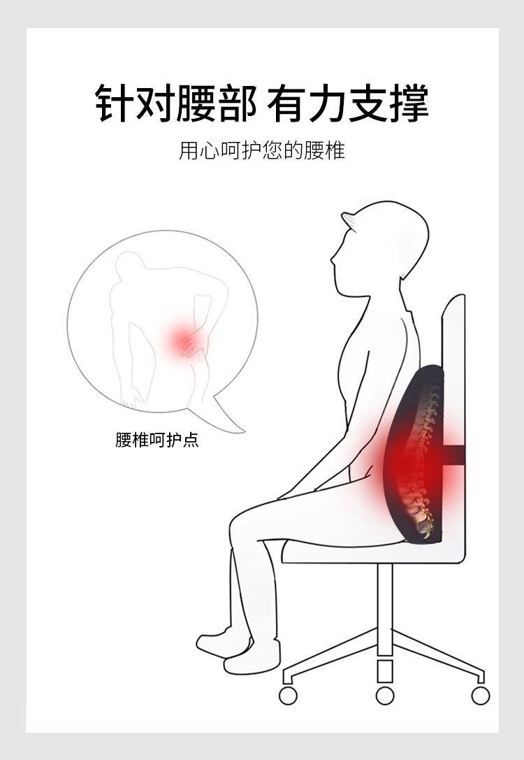 Office Waist Support Cushion Cushion Integrated Memory Foam Hemorrhoids Cushion Back Seat Cushion Backrest Pregnant Women Waist Pad Chair