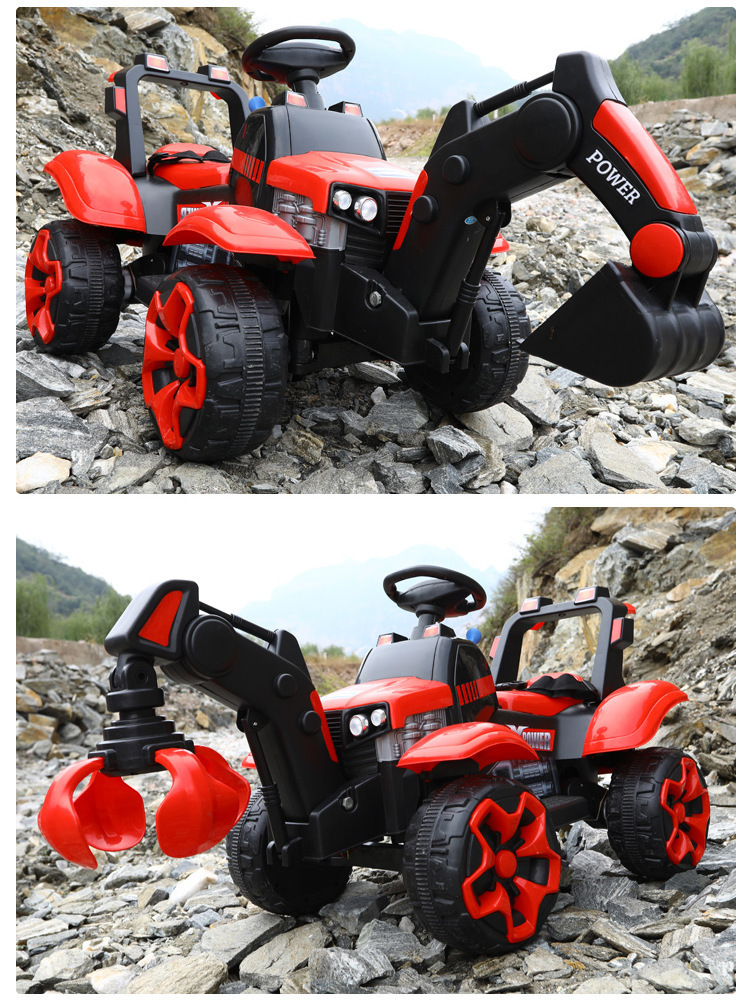 Remote Control Children's Electric Excavator Car Seat Men and Women Children's Dual Electric Double Drive Toy Excavator Hook Machine