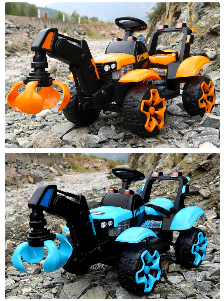 Remote Control Children's Electric Excavator Car Seat Men and Women Children's Dual Electric Double Drive Toy Excavator Hook Machine