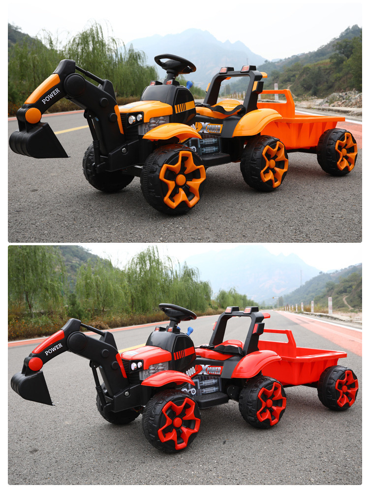 Remote Control Children's Electric Excavator Car Seat Men and Women Children's Dual Electric Double Drive Toy Excavator Hook Machine