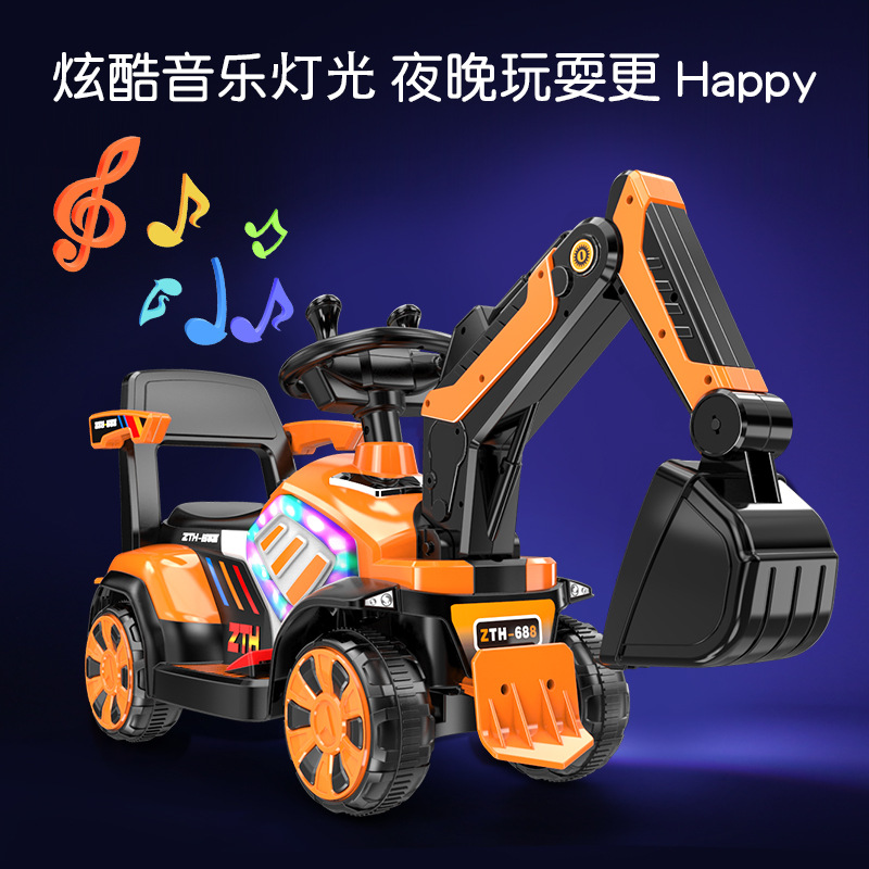 Electric Excavator Boy Toy Car Sliding Excavator Can Sit and Ride Oversized Hook Machine Engineering Car Delivery