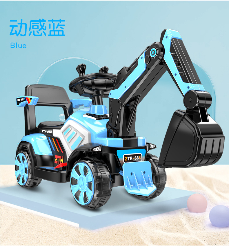 Electric Excavator Boy Toy Car Sliding Excavator Can Sit and Ride Oversized Hook Machine Engineering Car Delivery