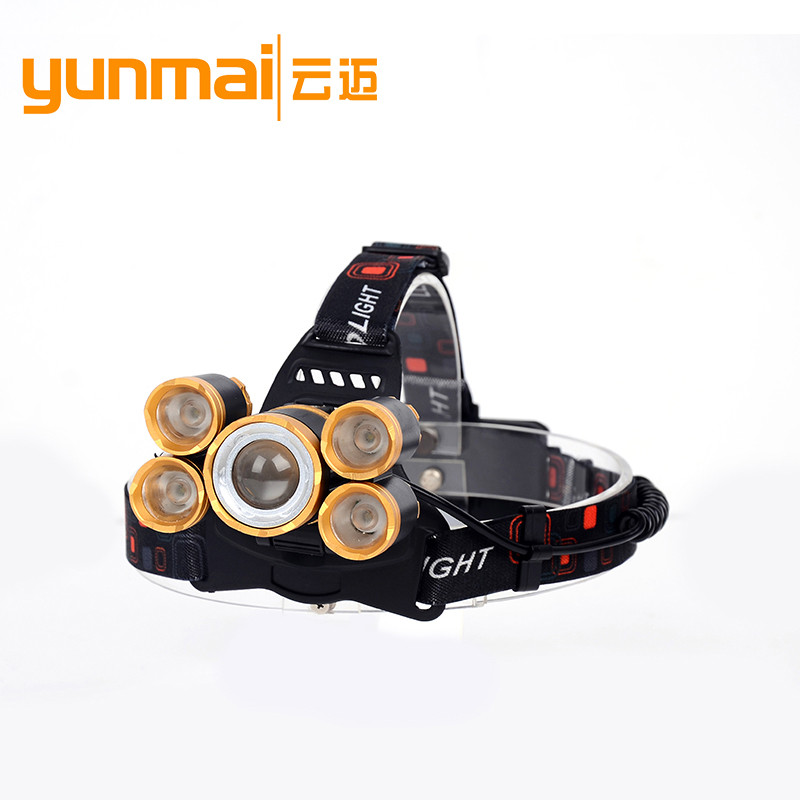 New 5LED headlamps T6 light headlights 5 lights aircraft lights headlights zoom super bright miner&#039;s lamp