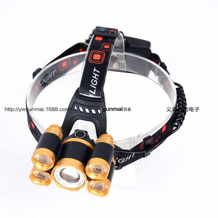 New 5LED headlamps T6 light headlights 5 lights aircraft lights headlights zoom super bright miner's lamp New 5LED headlamps T6 light headlights 5 lights aircraft lights headlights zoom super bright miner's lamp