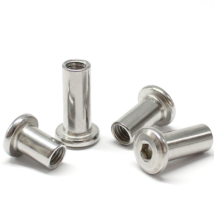304 Stainless Steel Oblique Flat Head Hexagon Side Lock Nut Combination Butt Screw Pair Knock Plywood Nut M4-M8