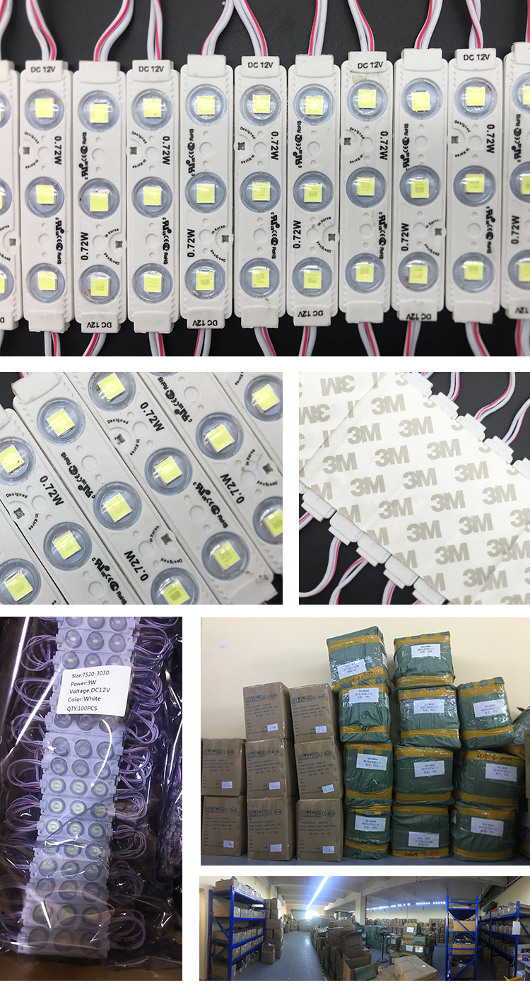 Led injection module factory wholesale 3led 1.5W12V customize logo backlight for advertising sign motorcycle car light 