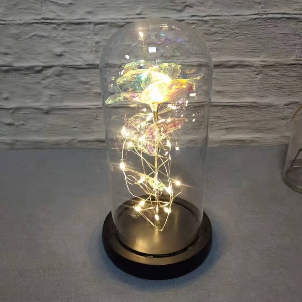 Glass Cover Color Gold Foil Rose Switch Lights Color Gift Box Valentine's Day Gift Cross-Border Amazon Wholesale Glass Cover Color Gold Foil Rose Switch Lights Color Gift Box Valentine's Day Gift Cross-Border Amazon Wholesale