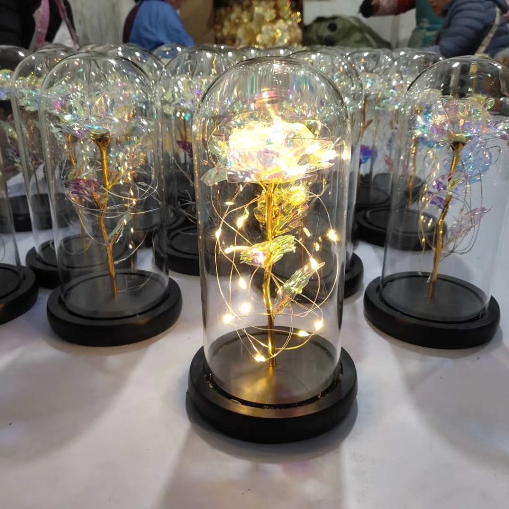 Glass Cover Color Gold Foil Rose Switch Lights Color Gift Box Valentine's Day Gift Cross-Border Amazon Wholesale Glass Cover Color Gold Foil Rose Switch Lights Color Gift Box Valentine's Day Gift Cross-Border Amazon Wholesale